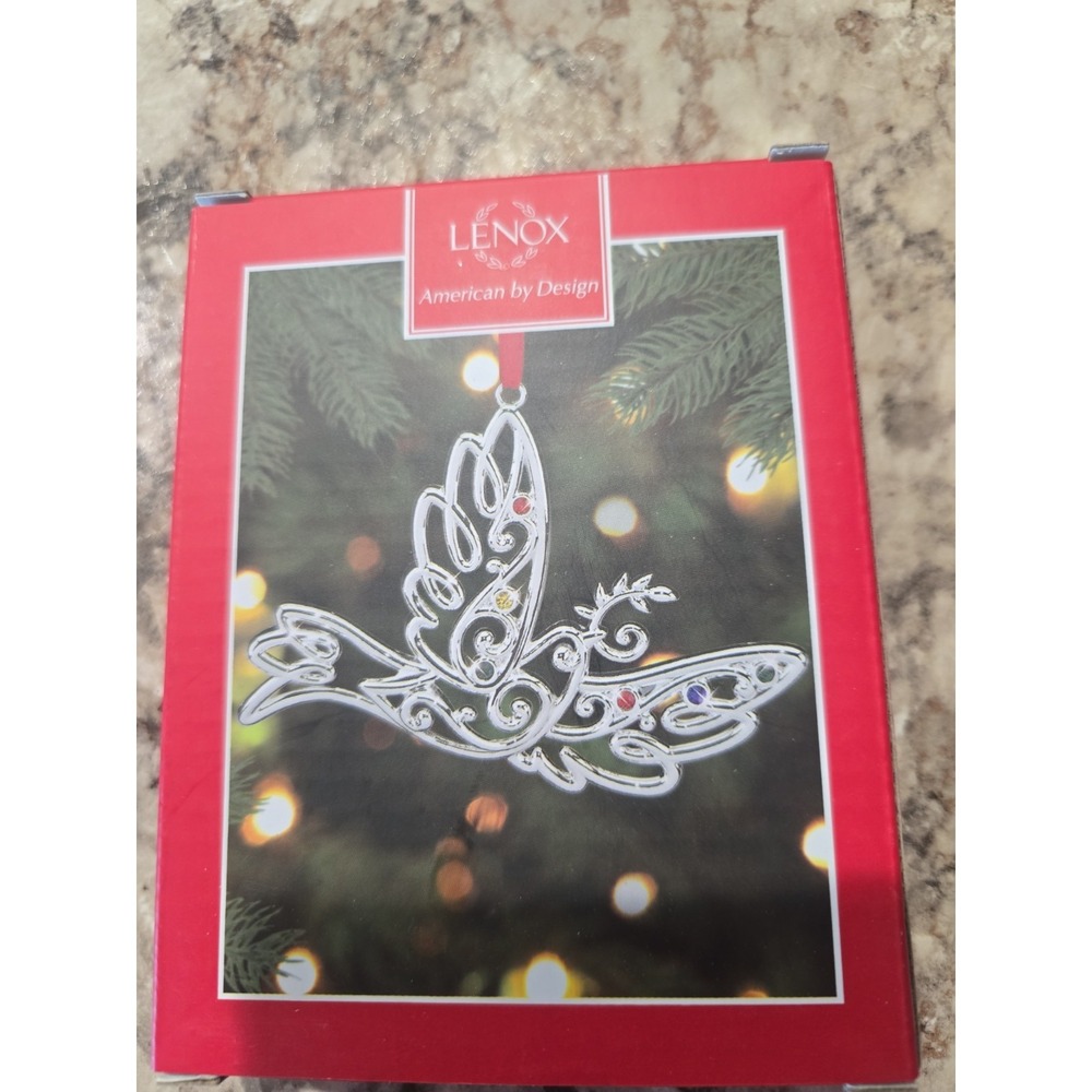 Lenox Sparkle and Scroll Multi Color Stones Dove Ornament